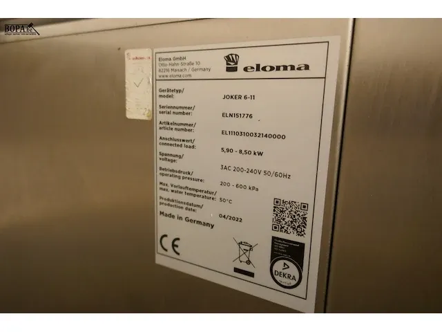 Lot 2 - combi steamer eloma - afbeelding 3 van  6