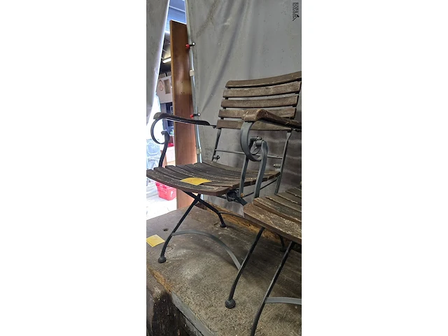 Lot 2 - opvouwbare tuinstoelen, houten zitting met metalen frame 4 s - afbeelding 5 van  5