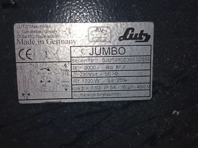 Lot 20 - tafelzaagmachine lutz jumbo - afbeelding 4 van  4