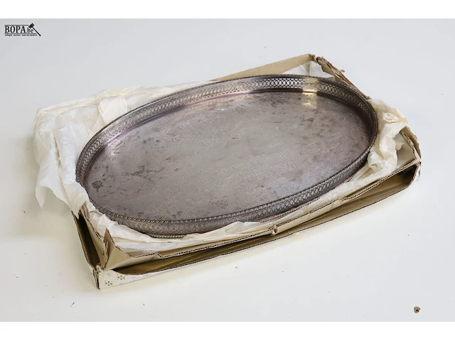 Lot 201 - silverplated koperen dienblad - afbeelding 2 van  5
