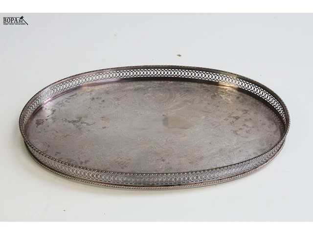 Lot 201 - silverplated koperen dienblad - afbeelding 3 van  5