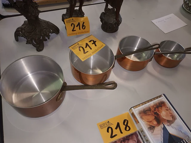 Lot 217 - steelpannen in koper. 4 stuks - afbeelding 1 van  4