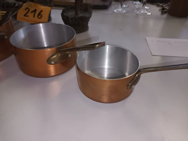 Lot 217 - steelpannen in koper. 4 stuks - afbeelding 3 van  4