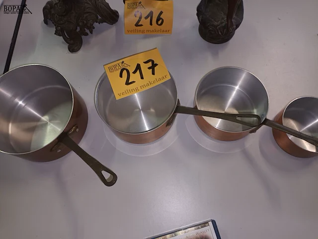 Lot 217 - steelpannen in koper. 4 stuks - afbeelding 4 van  4