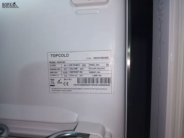 Lot 218 - topcold diepvrieskast - afbeelding 4 van  4