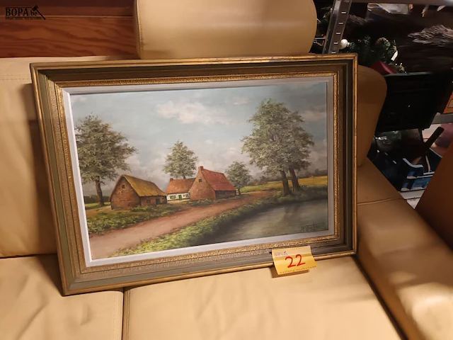 Lot 22 - schilderij hoeve - afbeelding 1 van  3