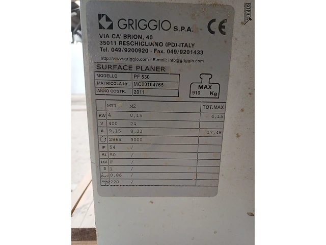 Lot 23 - vlakschaafmachine griggio - afbeelding 5 van  7