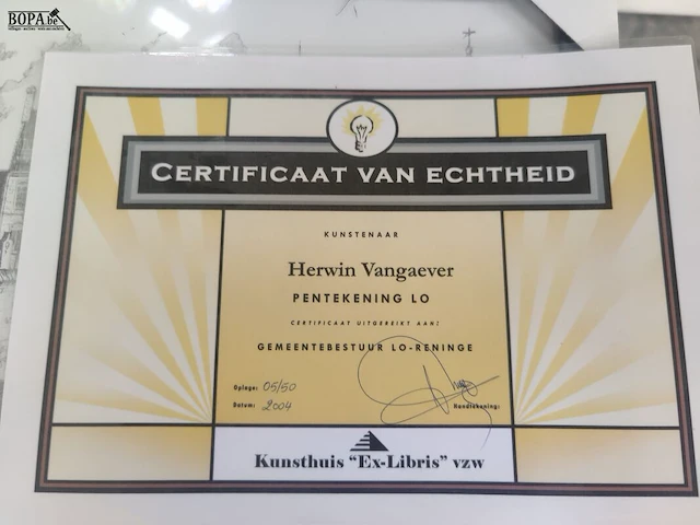 Lot 24 - pentekeningen met certificaat - 2 stuks - afbeelding 3 van  3