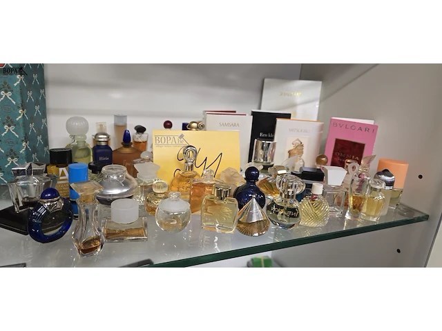 Lot 241 - mooi lotje diverse mini parfums em staltjes ong 64 stuks - afbeelding 1 van  4