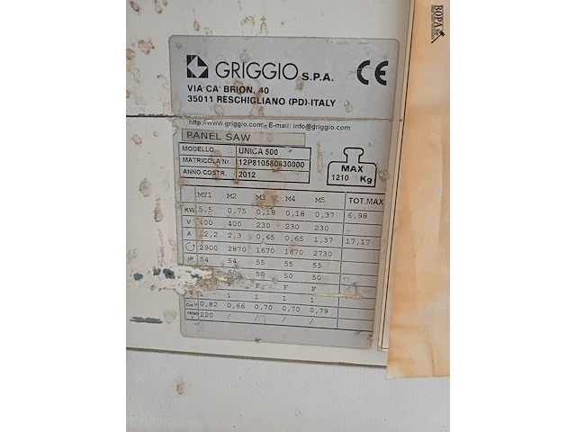 Lot 25 - paneelzaagmachine griggio - afbeelding 9 van  10