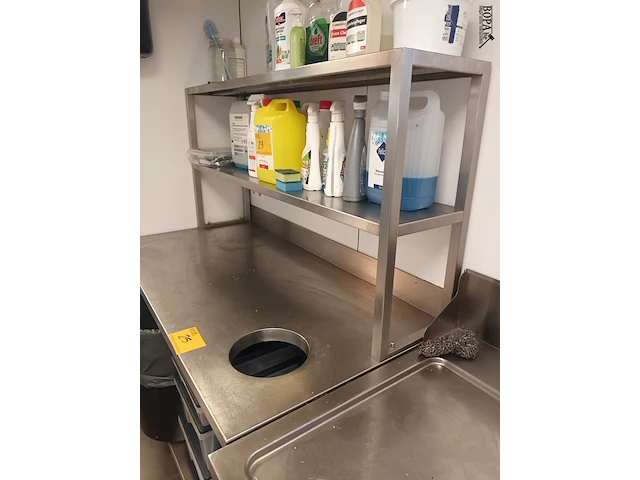 Lot 25 - rvs werktafel met chefrek - afbeelding 2 van  3