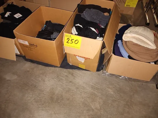 Lot 250 - handschoenen, mutsen en sjaals. 4 dozen - afbeelding 1 van  4