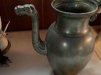 Lot 256 - tinnen koffiekan brussels handgreep hout - afbeelding 4 van  5