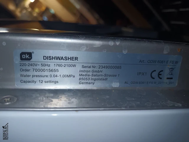 Lot 258 - vaatwasmachine ok - afbeelding 3 van  4