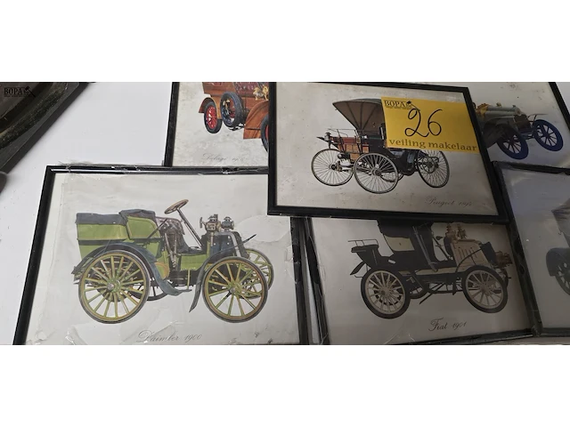 Lot 26 - kaders met diverse auto's tussen 1894 tem 1923 - afbeelding 2 van  5