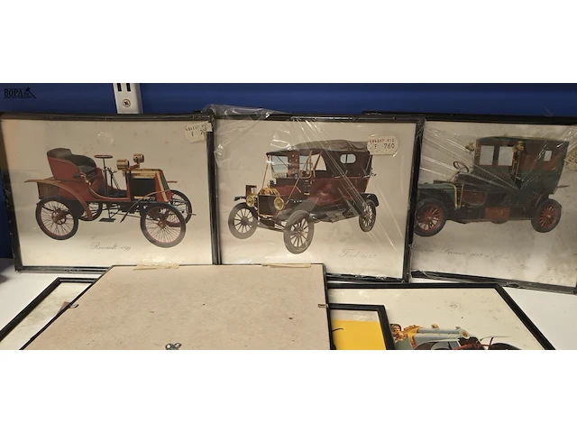 Lot 26 - kaders met diverse auto's tussen 1894 tem 1923 - afbeelding 5 van  5