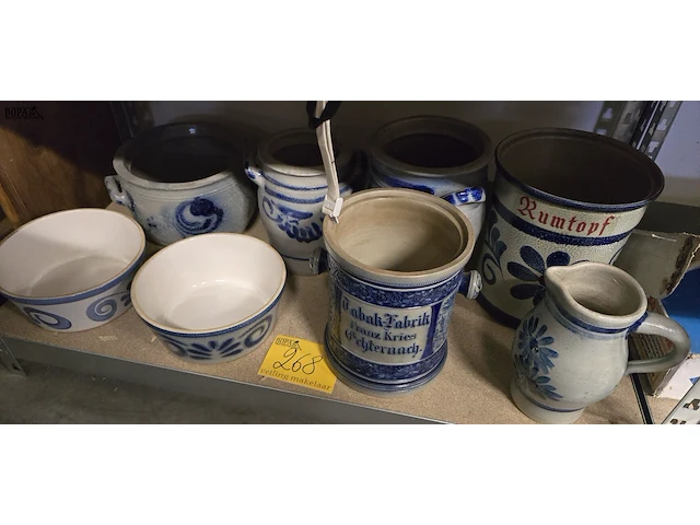 Lot 268 - aardewerk potten wn duitse rumtopf ong 8 stuks - afbeelding 1 van  5
