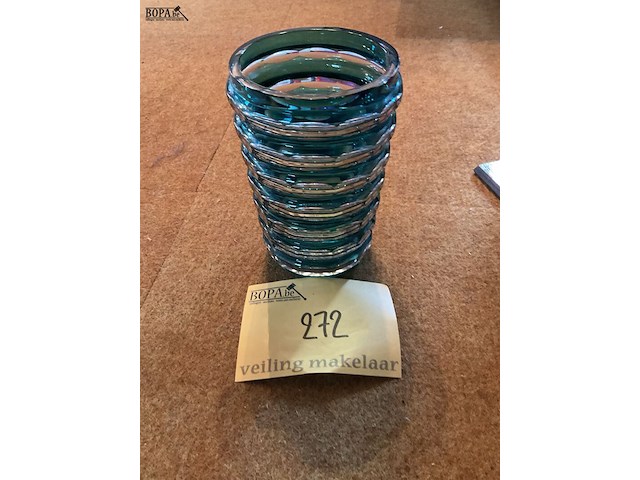 Lot 272 - kristallen vaas groene ringen vsl art deco - afbeelding 1 van  1