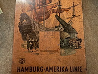 Lot 273 - houten kalenderplankje hamburg-amerika lijn (overzeese bootr - afbeelding 1 van  4