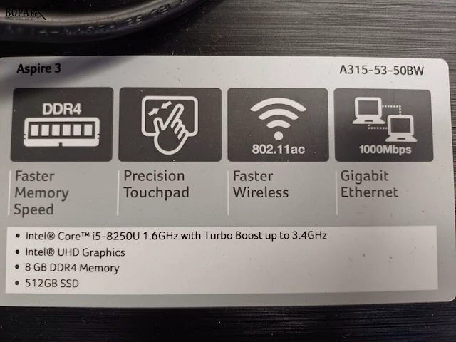 Lot 278 - acer laptop, lader (h) - afbeelding 3 van  5