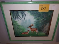 Lot 279 - schilderij herten - afbeelding 1 van  3