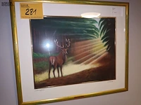 Lot 281 - schilderij herten - afbeelding 1 van  4