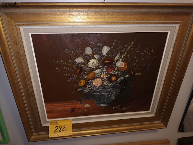 Lot 282 - schilderij bloemen - afbeelding 1 van  3