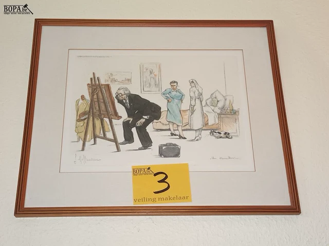 Lot 3 - kader met tekening - afbeelding 1 van  3