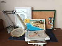 Lot 3 - kaders, klok, bureaulamp. 10 stuks