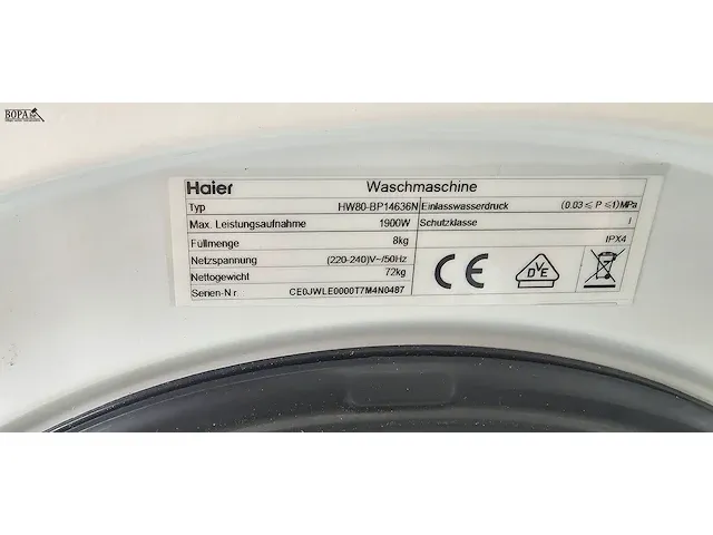 Lot 30 - wasmachine haier 8 kg - afbeelding 7 van  7