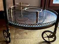 Lot 318 - ronde serveertrolley met 2 laden,verguld brons gebruikte sta - afbeelding 4 van  4