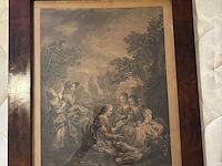 Lot 33 - mahoniehouten kader met prent spaanse les - afbeelding 1 van  3