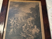 Lot 33 - mahoniehouten kader met prent spaanse les - afbeelding 2 van  3