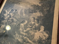 Lot 33 - mahoniehouten kader met prent spaanse les - afbeelding 3 van  3