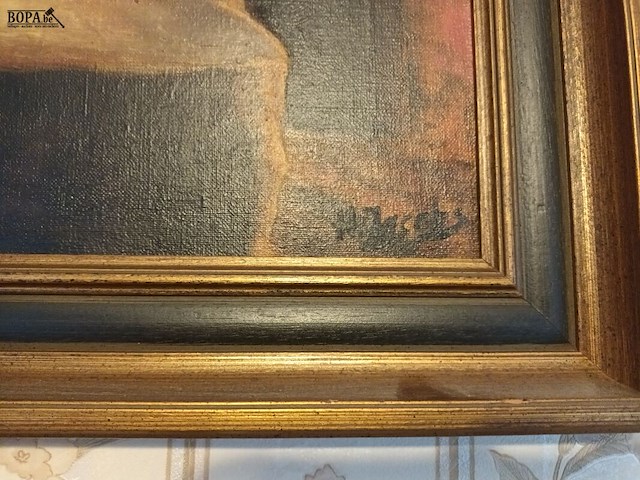 Lot 34 - schilderij lezen bij kaarslicht - afbeelding 2 van  3