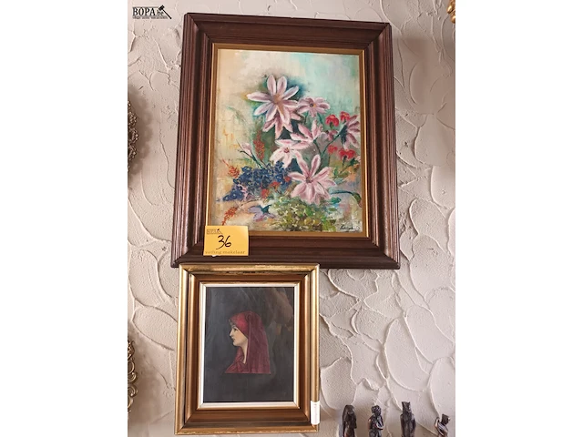 Lot 36 - schilderij. 2 stuks - afbeelding 1 van  3
