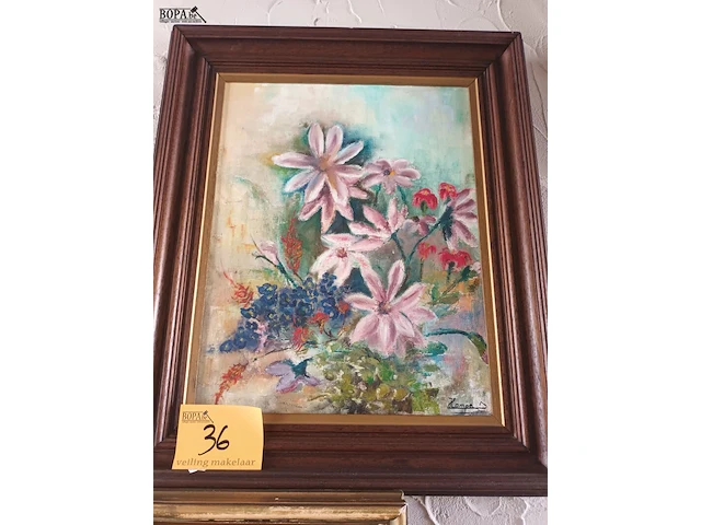 Lot 36 - schilderij. 2 stuks - afbeelding 2 van  3