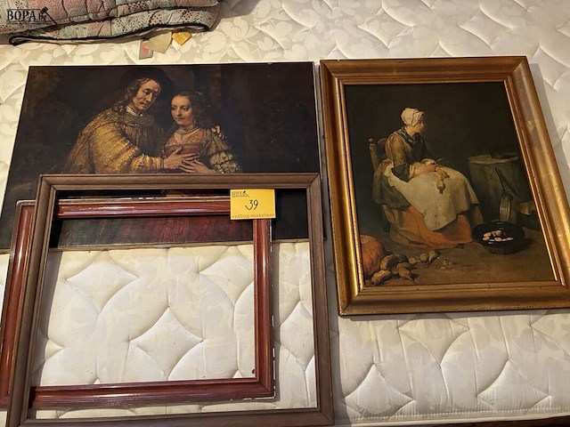 Lot 39 - kaders, 2 stuks met 2 houten omlijstingen, 4 stuks in totaal - afbeelding 1 van  4