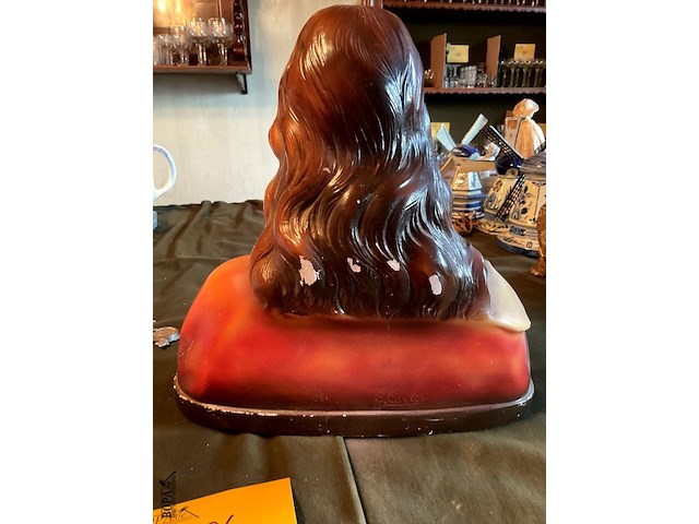 Lot 396 - religieus tinnen kruisbeeld/h.hartbeeld plaaster g. carli - afbeelding 6 van  6