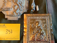 Lot 397 - religieus kristuskop/zilverkleurig plaatje icoonstijl/ klein - afbeelding 3 van  3