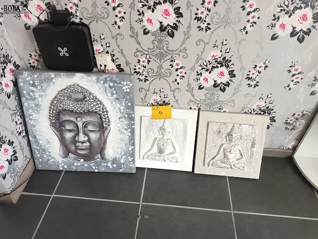 Lot 4 - kader boeddha. 3 stuks - afbeelding 1 van  3