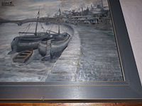 Lot 4 - schilderij boten aan de kade - afbeelding 2 van  3