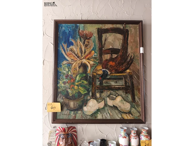 Lot 40 - schilderij met fazant - afbeelding 1 van  5