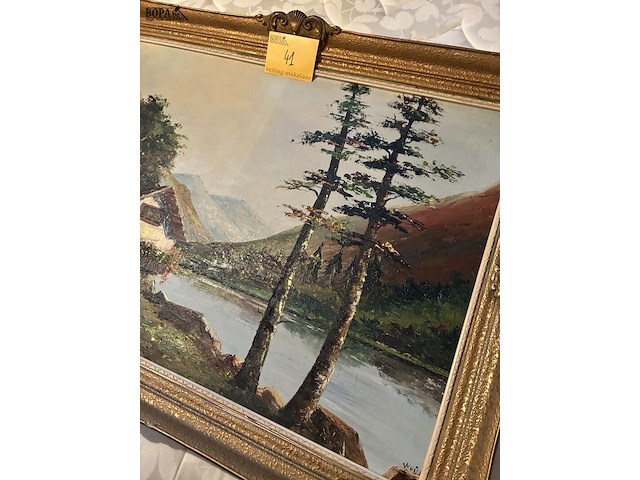 Lot 41 - schilderij huis in de bergen - afbeelding 3 van  7