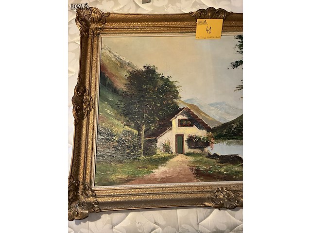Lot 41 - schilderij huis in de bergen - afbeelding 4 van  7