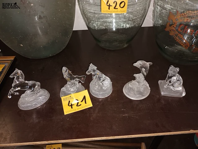 Lot 421 - dierenfiguren cristal d’arques. 5 stuks - afbeelding 1 van  4