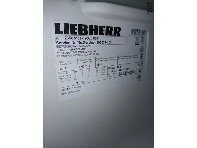 Lot 429 - koelkast liebherr - afbeelding 3 van  3