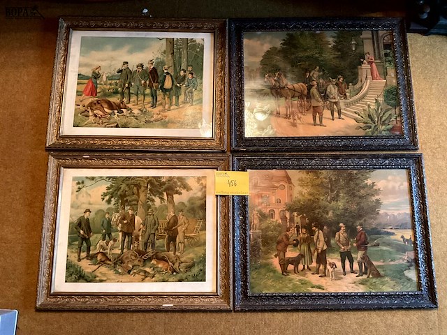 Lot 456 - de jacht kaders, 4 stuks - afbeelding 1 van  6