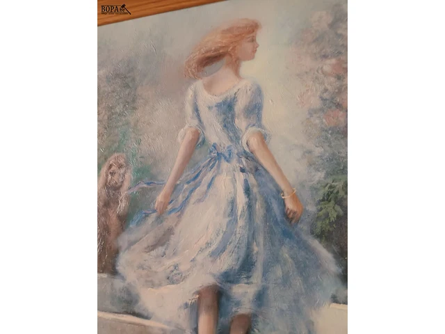 Lot 456 - schilderij meisje met hond - afbeelding 3 van  3