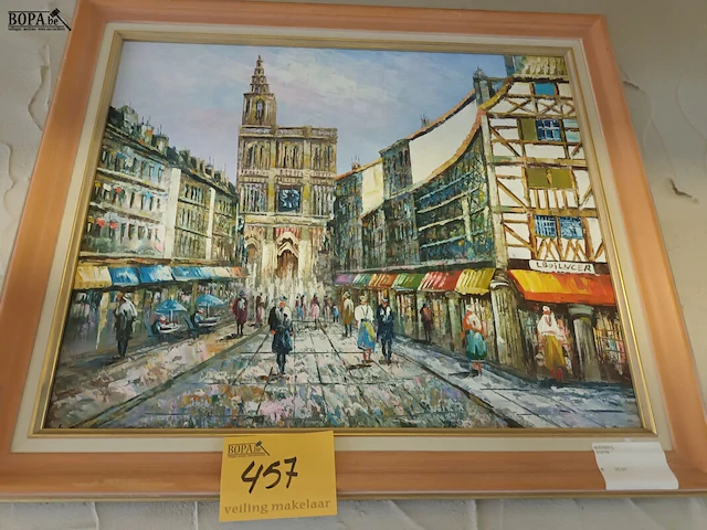 Lot 457 - schilderij winkelstraat - afbeelding 1 van  3